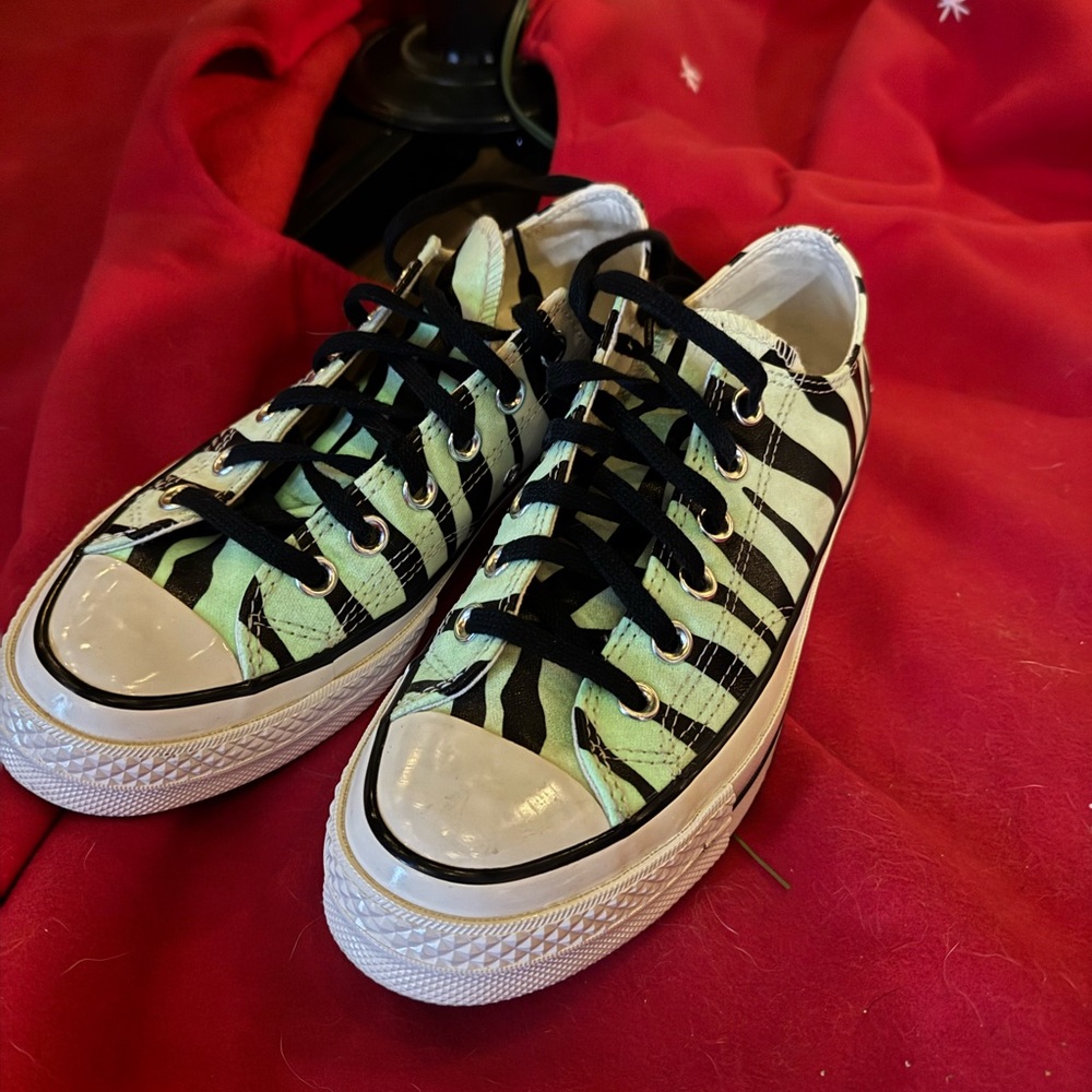 Glow in the Dark Converse Black and Cream Animal Print Sneakers